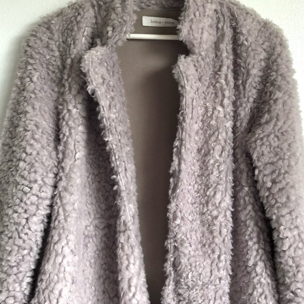 NWT Anthropologie Bishop + Young Gray Rosella Faux Sherpa Teddy Coat Size Medium - Picture 3 of 10